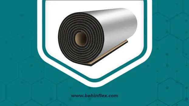 عایق الاستومری رولی پشت چسب‌دار بهین فلکس – نصب آسان روی لوله‌ها و سطوح بزرگ با چسبندگی بالا.